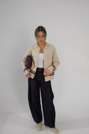 8 Varsity Zip Up Cardigan