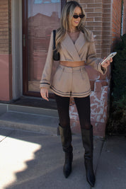 Brooklyn Structured Woven Cropped Blazer