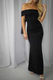 Satin Bow Soirée Maxi Dress