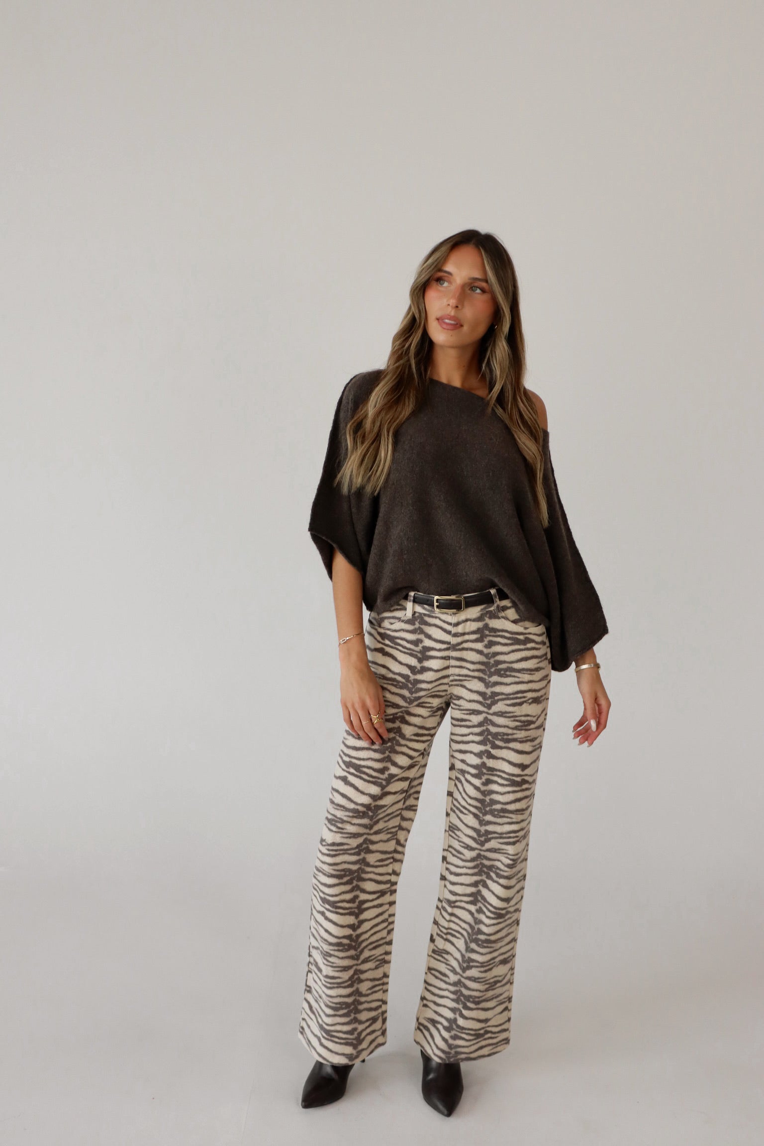 Tiger Print Barrel Jean