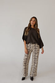 Tiger Print Barrel Jean