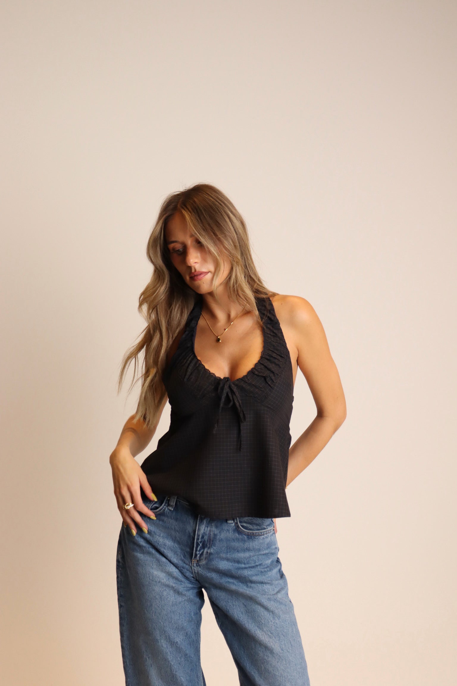 Arden Plaid Halter Top