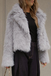 Grey Faux Fur Cropped Jacket