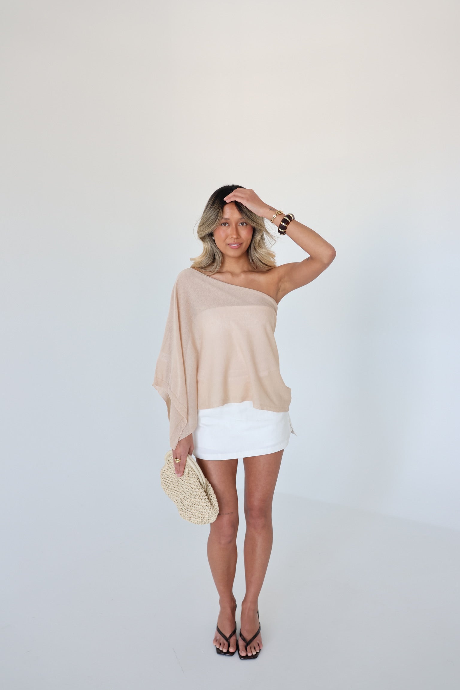 White Linen Blend Mini Skort