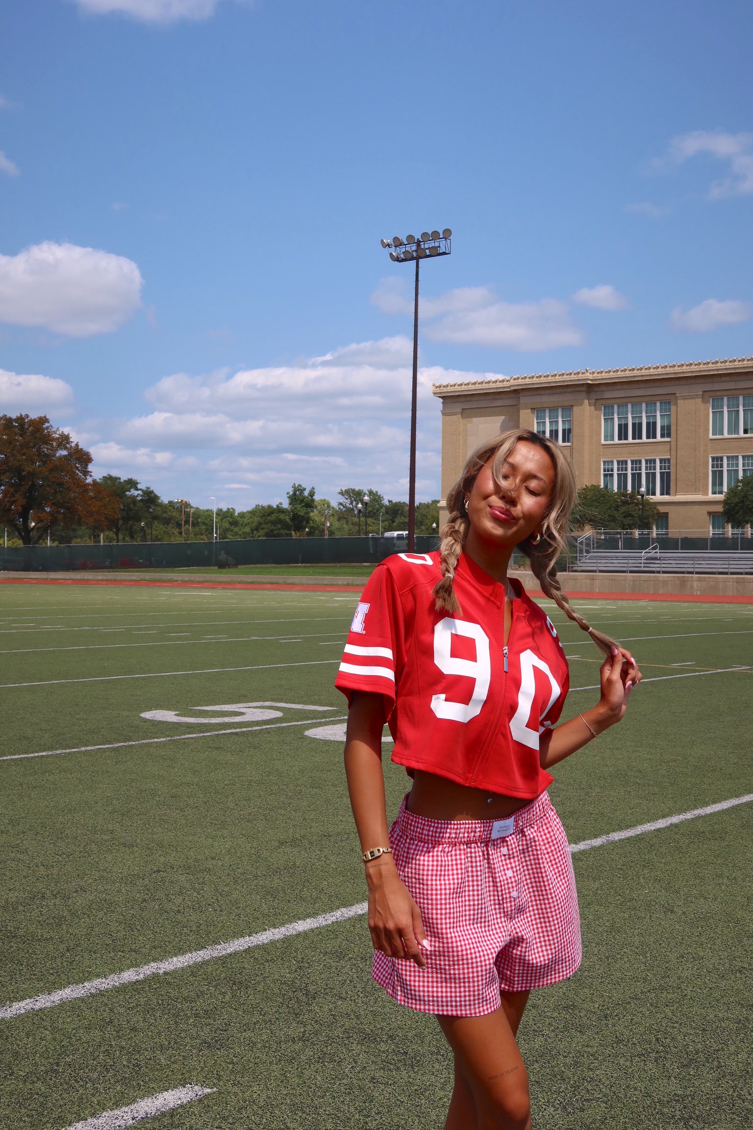 Zip-Up Cropped Nebraska Jersey In Red