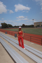 Delany Red Denim Pant Set