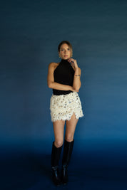 Jayla Feather Sequin Mini Skirt