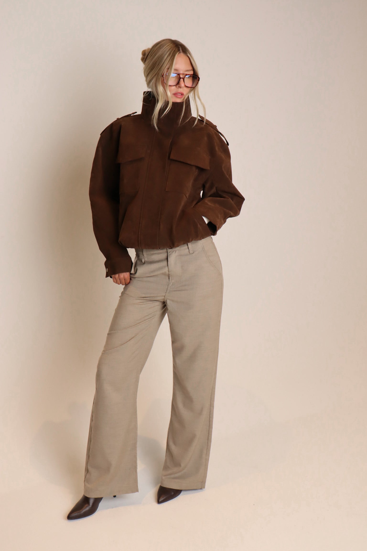 Chocolate Suede Bomber