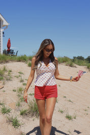 Red Linen Short