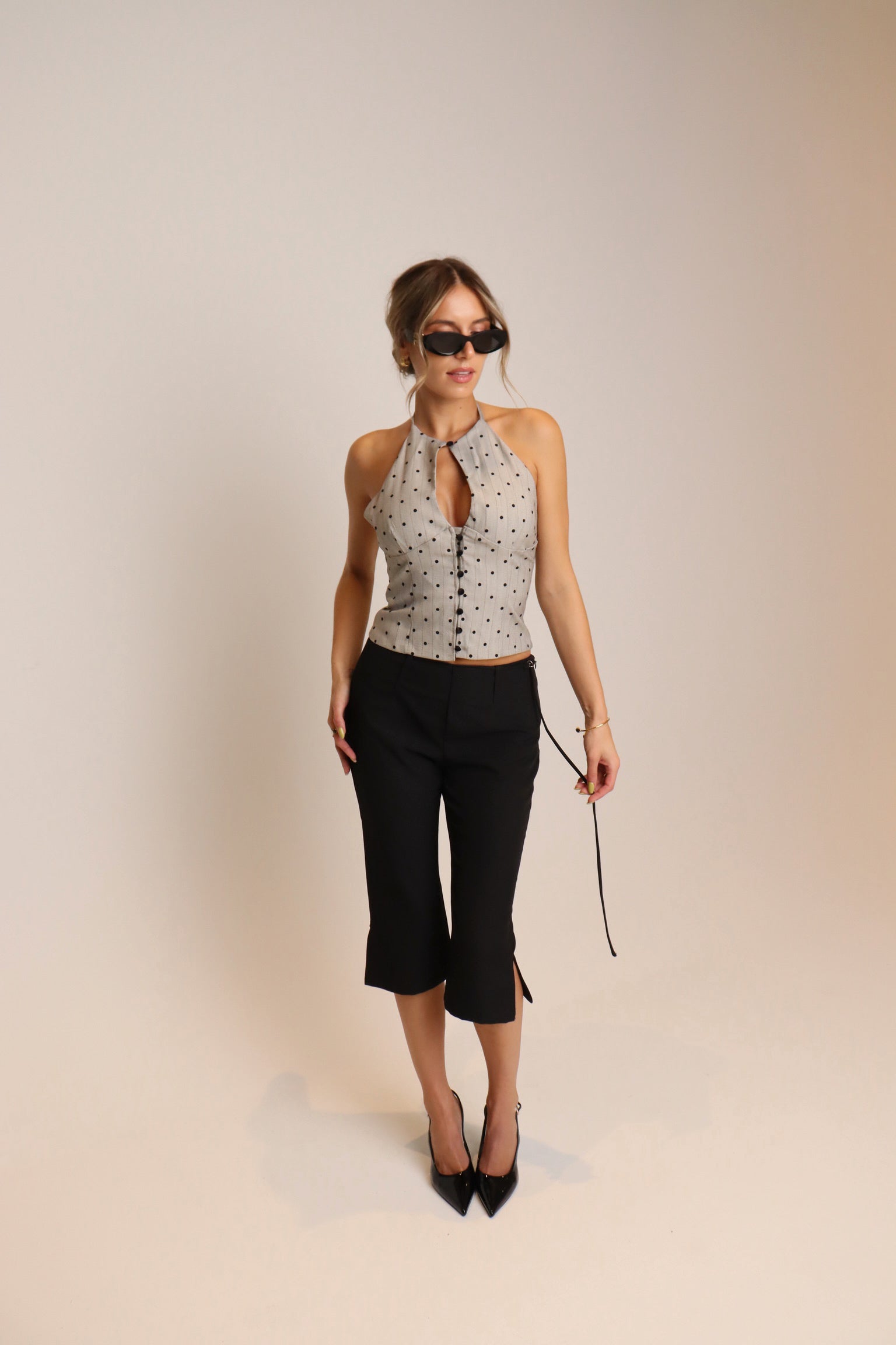 Riley Black Belted Capri