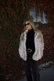 Snow Leopard Faux Fur Jacket
