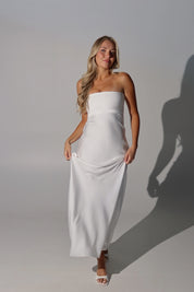 Noele Strapless Satin Maxi Dress