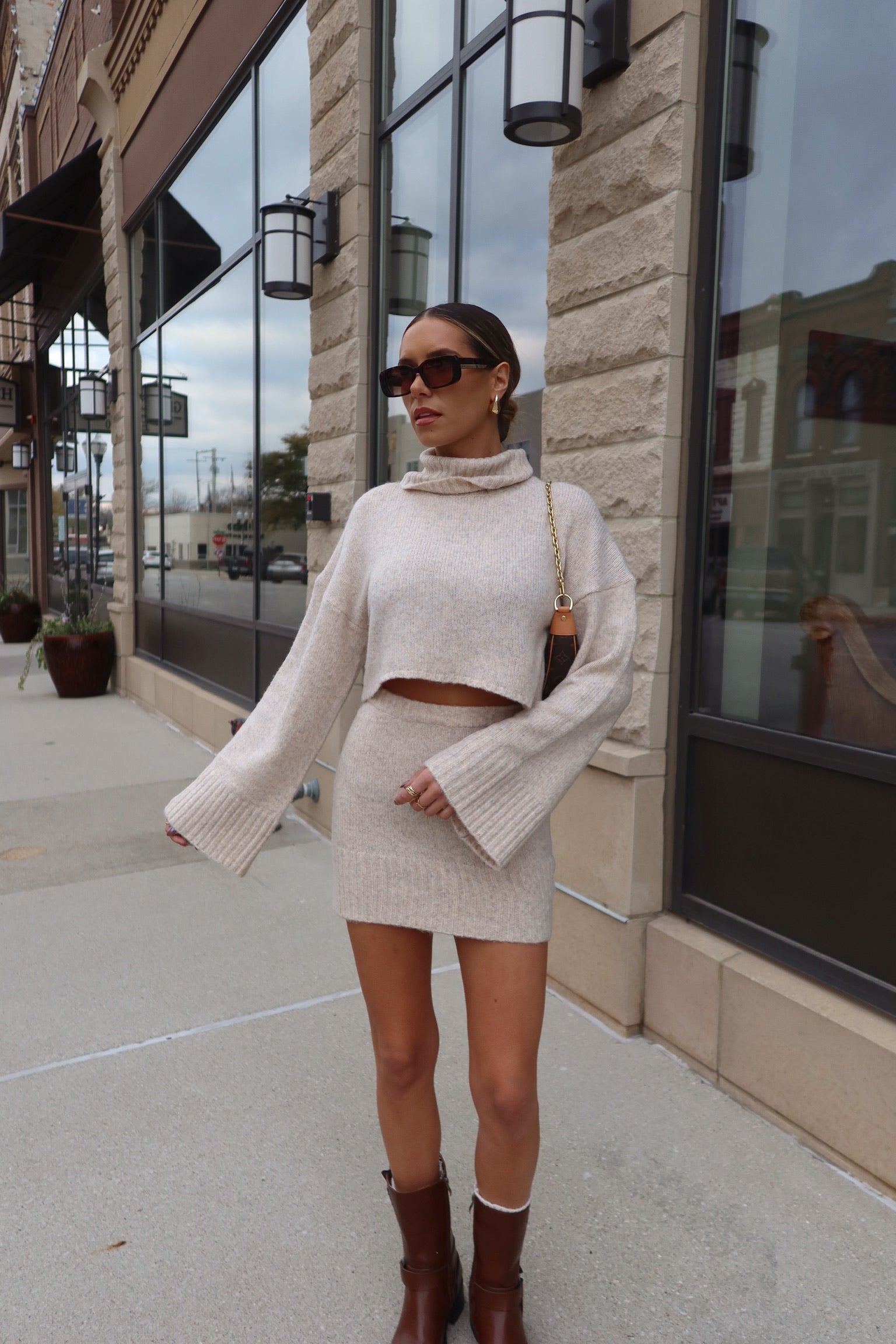 Arianna Cropped Turtleneck Knit Set