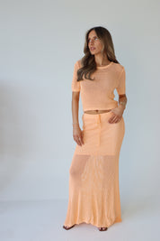 Luxe Crochet Short Sleeve in Melon