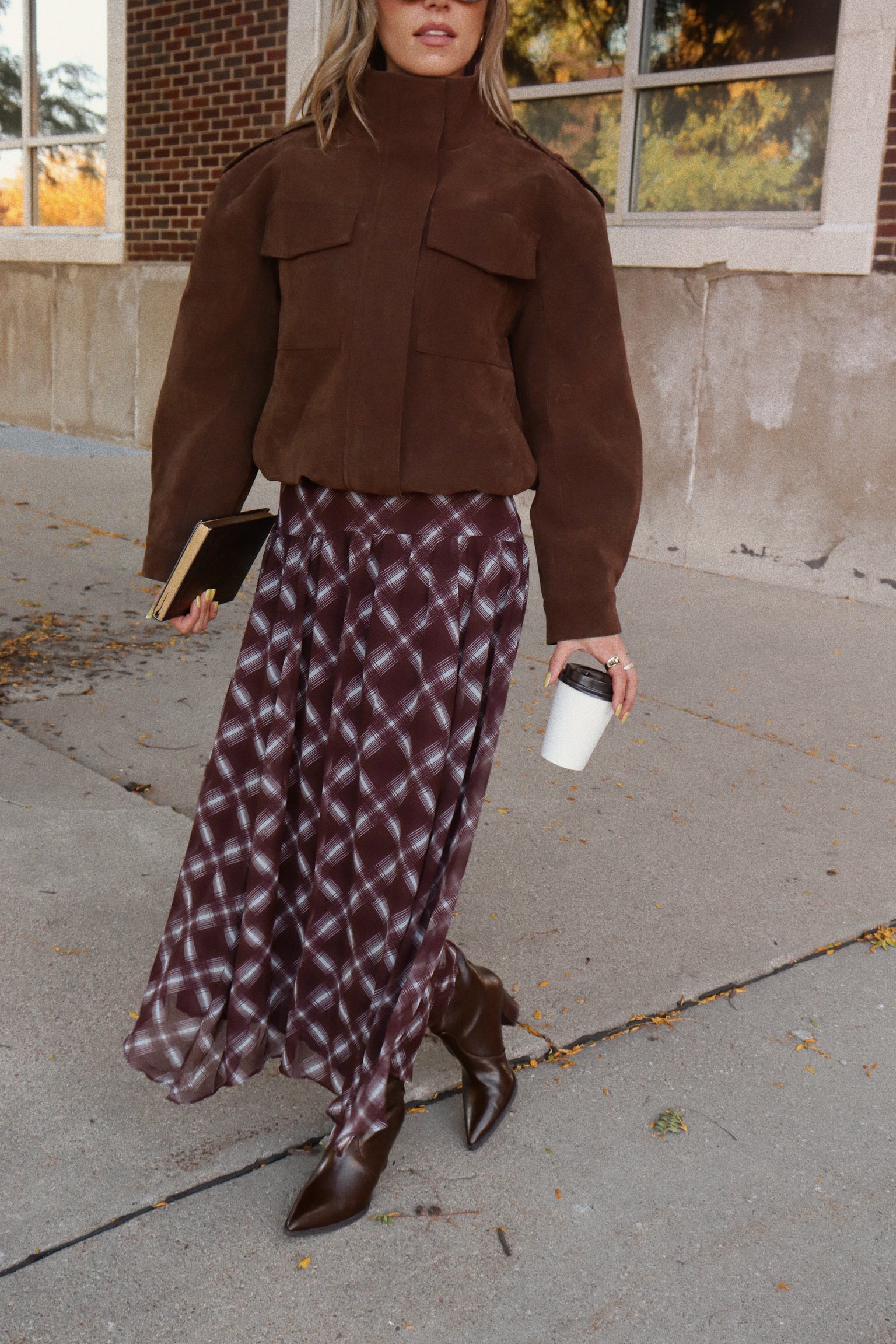 Presley Plaid Chiffon Maxi Skirt