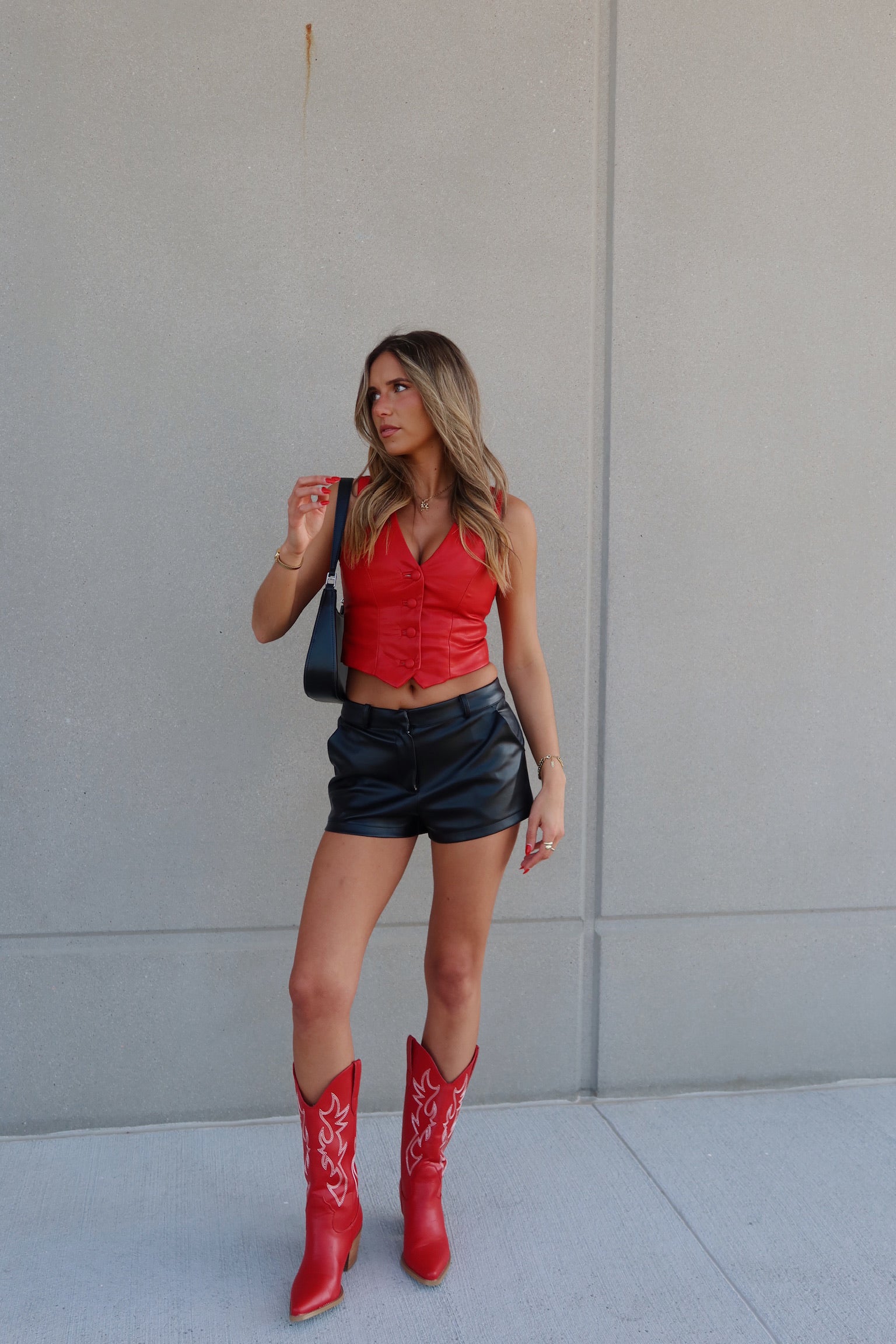 Red Faux Leather Vest