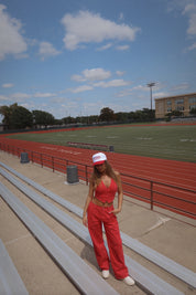 Delany Red Denim Pant Set