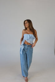 Zoey Strapless Top in Baby Blue