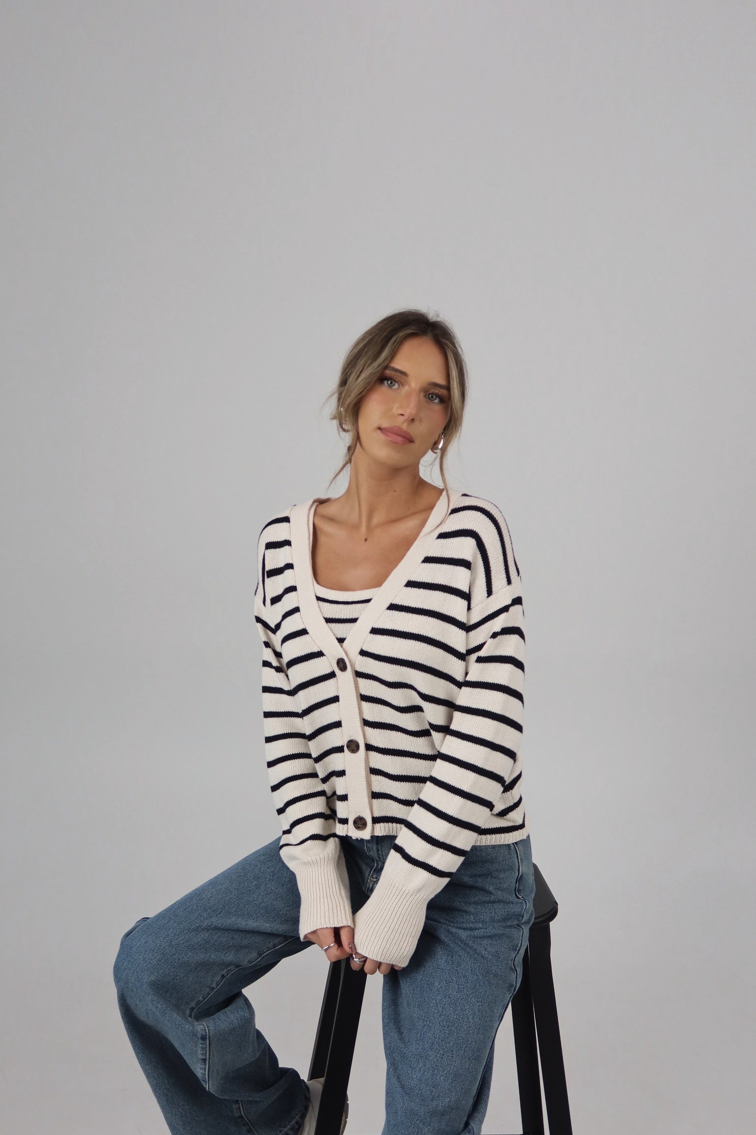 The Striped Knit Cardigan & Tank Set