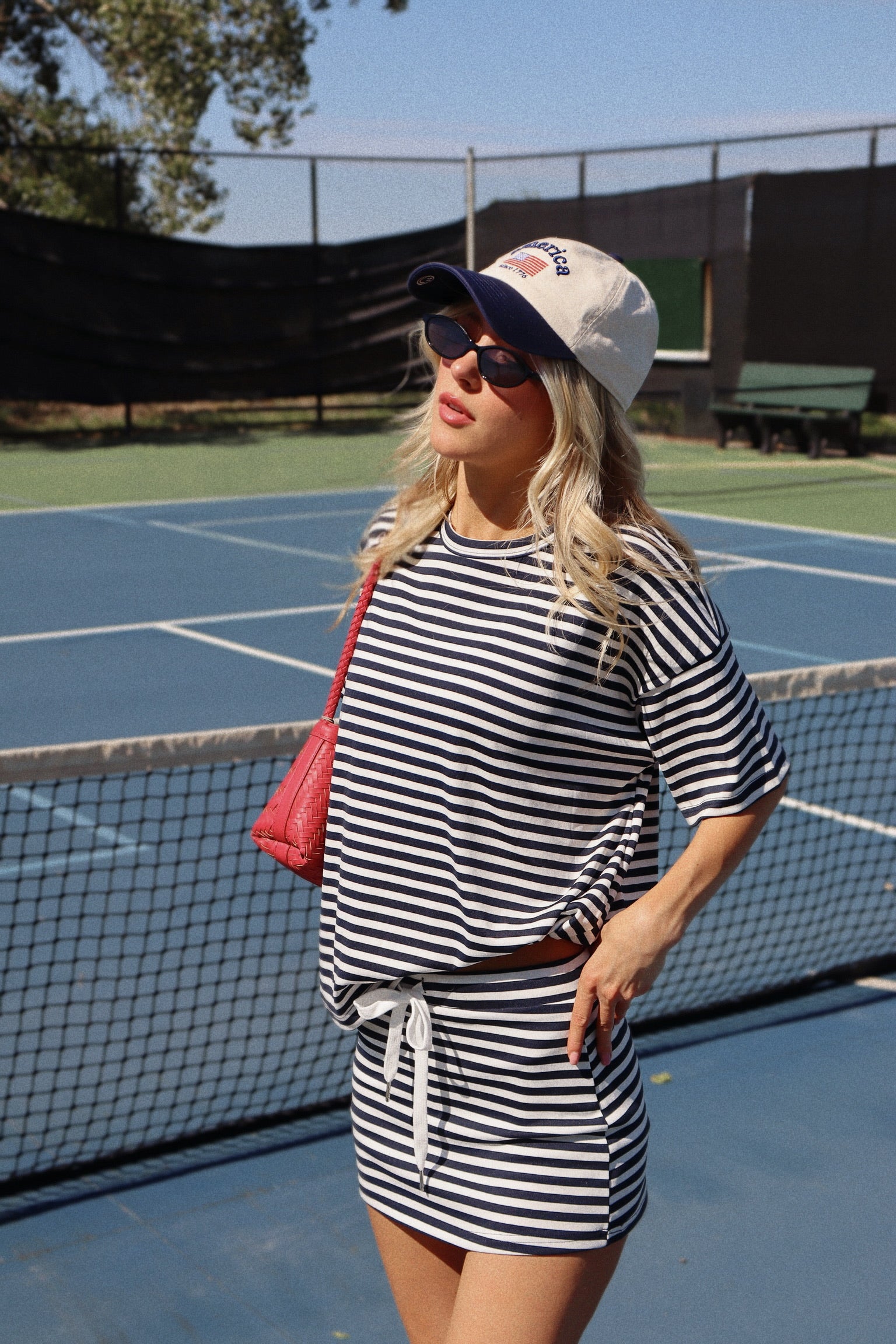 Navy Striped Boxy Tee