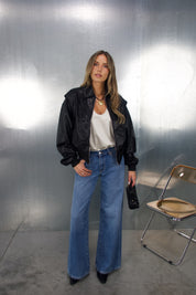 Nova Black Pleather Bomber