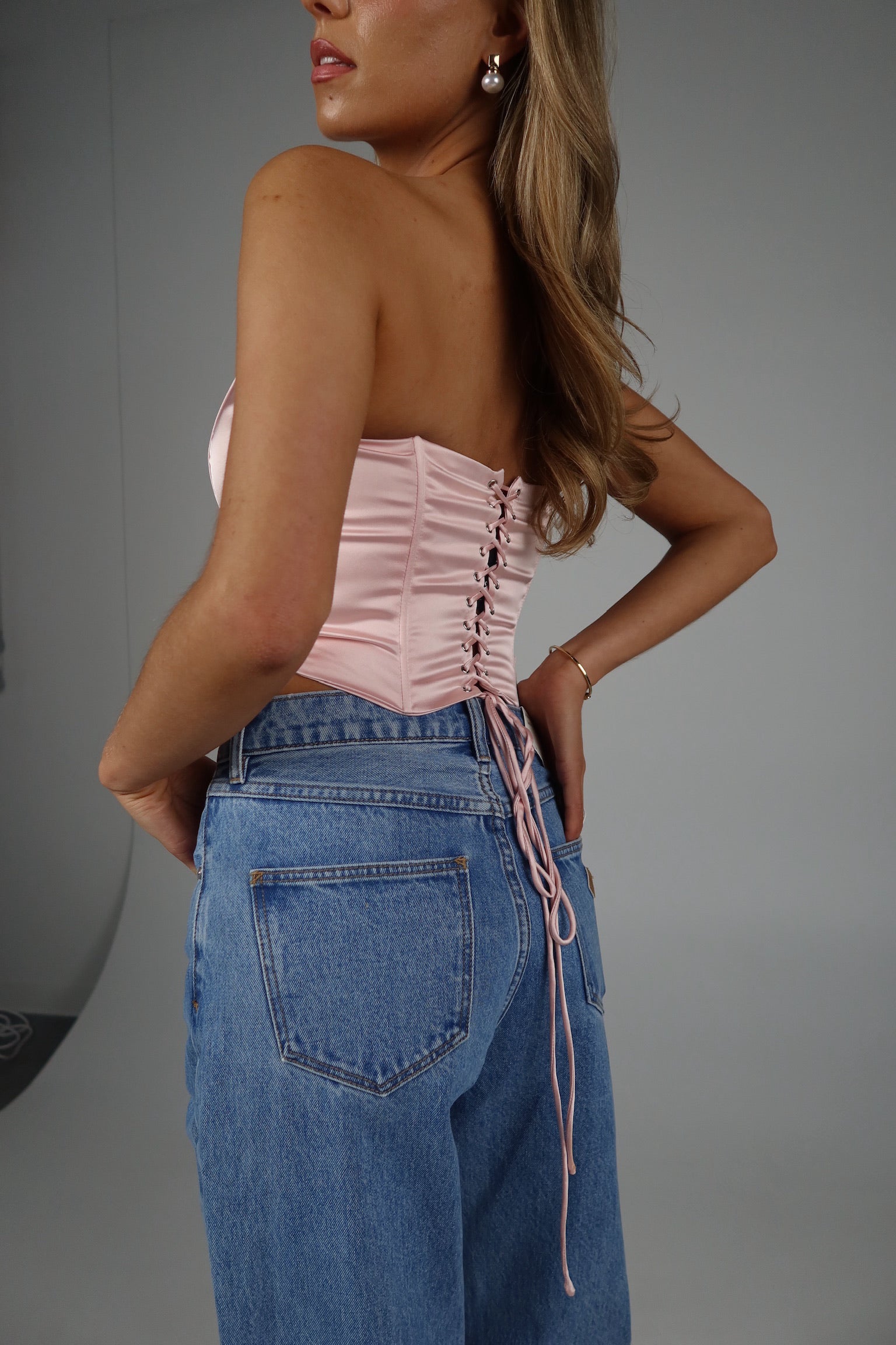 Lavelle Satin Corset Top in Blush