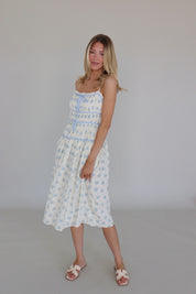 Leila Blue Floral Midi Dress