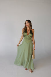 Giada Contrast Maxi Dress in Olive