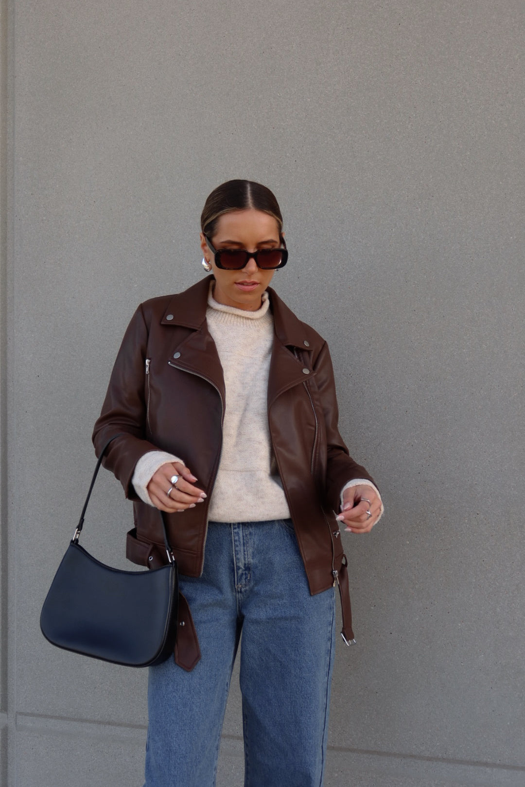 Brown Pleather Moto Jacket