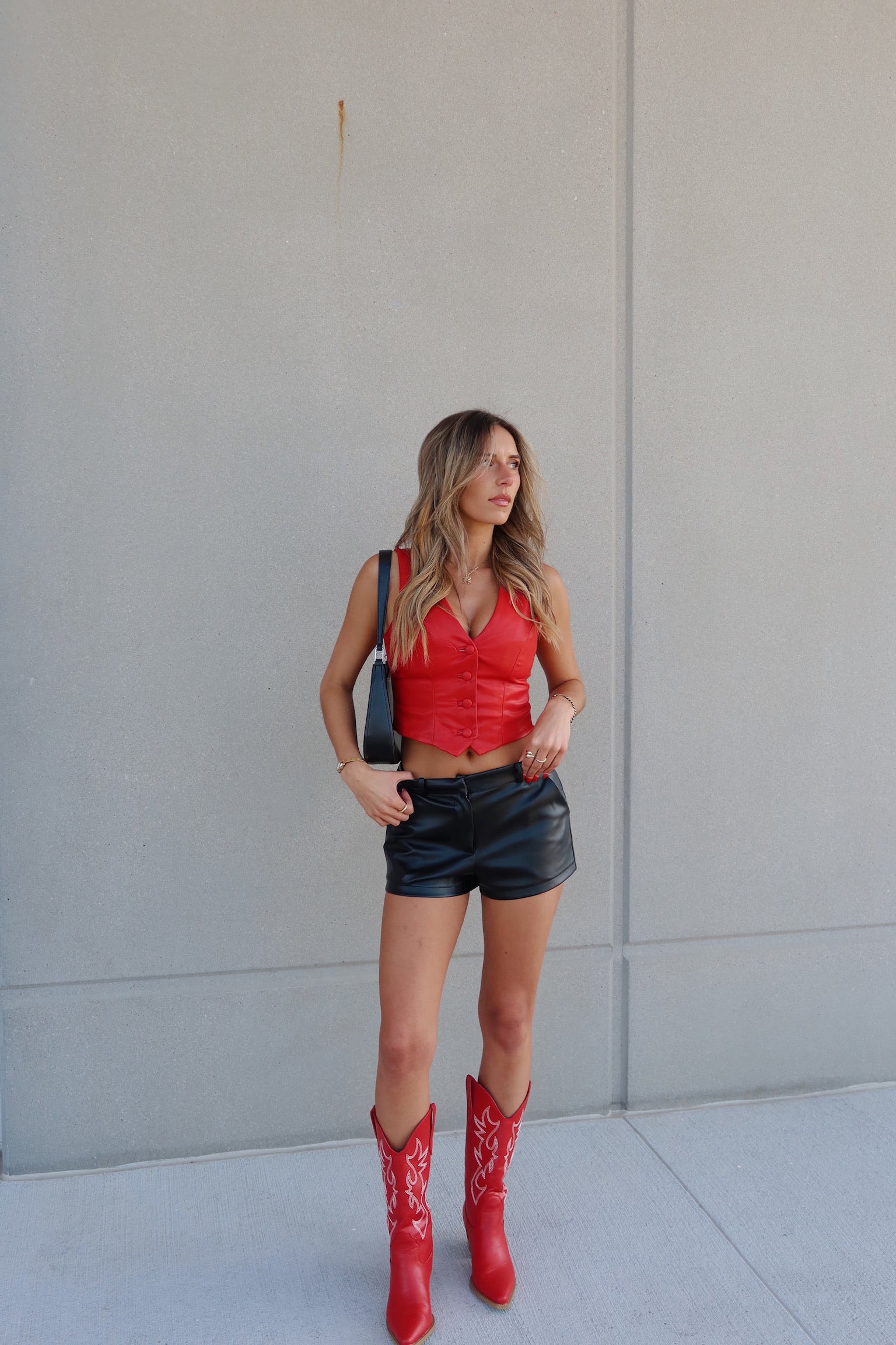 Red Faux Leather Vest