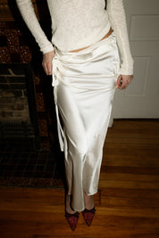 Shiya Satin Maxi Skirt With Chiffon Waist Tie