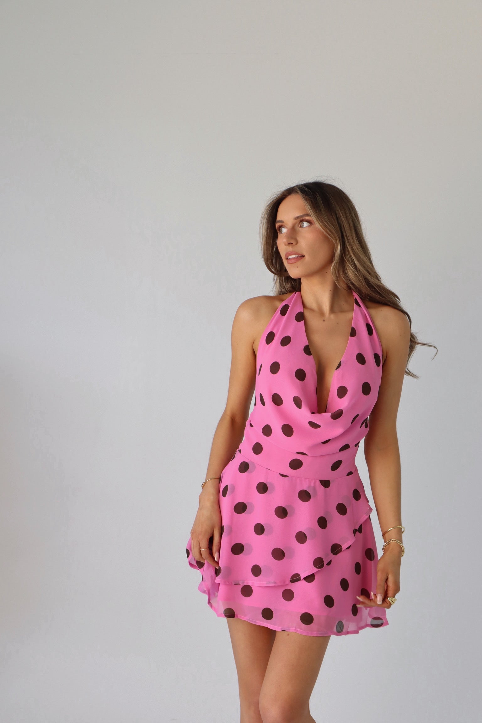 Imali Halter Cowl Mini Dress