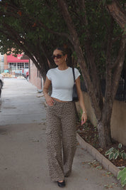 Mid Rise Leopard Print Cargo Pants