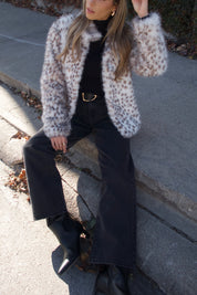 Snow Leopard Faux Fur Jacket