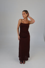 Mocha Ruched Maxi Dress