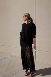 Esme Black Lace Maxi Skirt