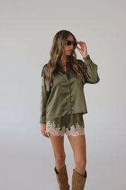 Nevaeh Olive Satin Short Set