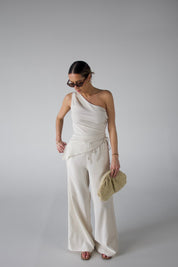 Inez Linen One Shoulder Top