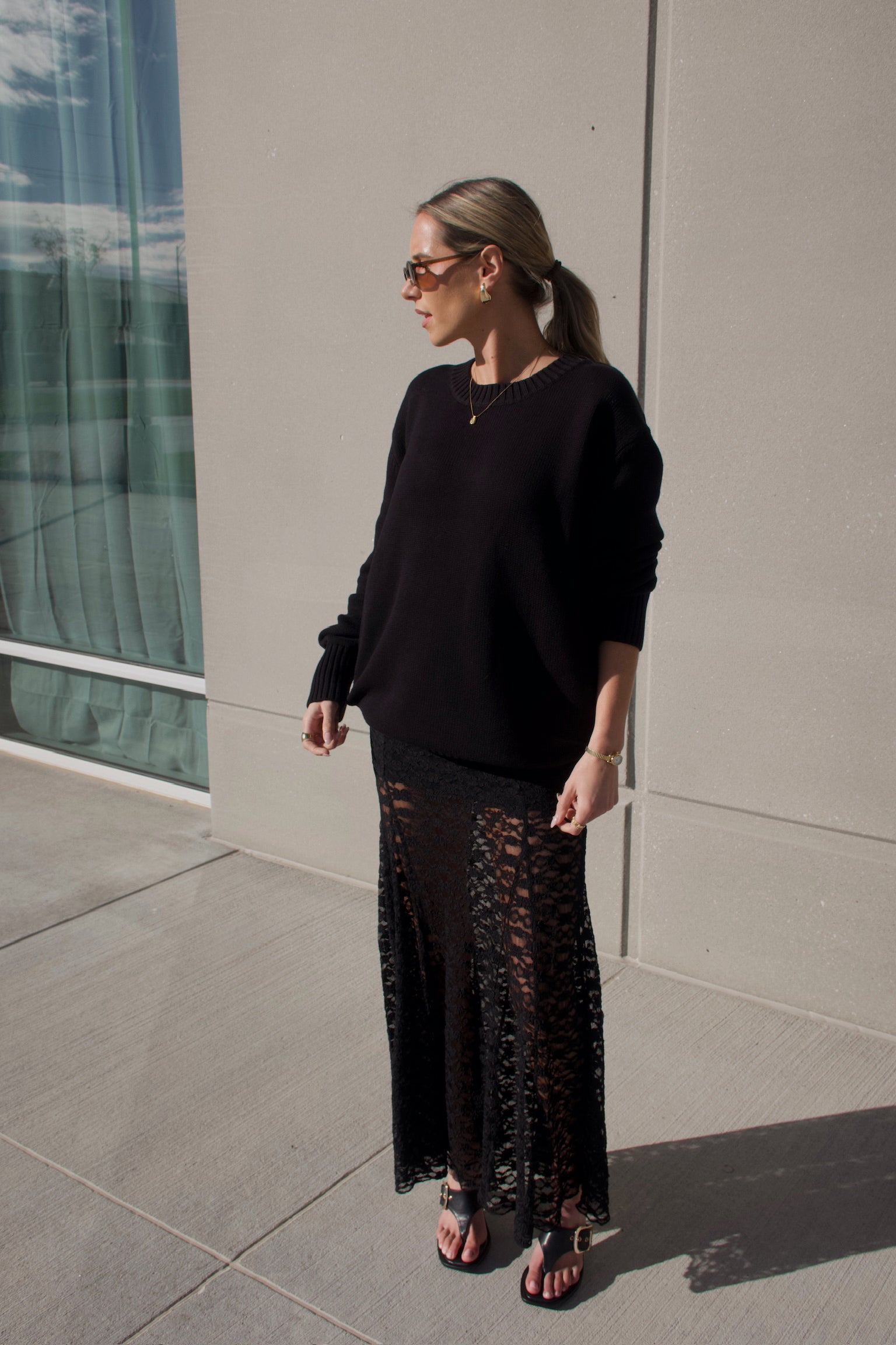 Esme Black Lace Maxi Skirt