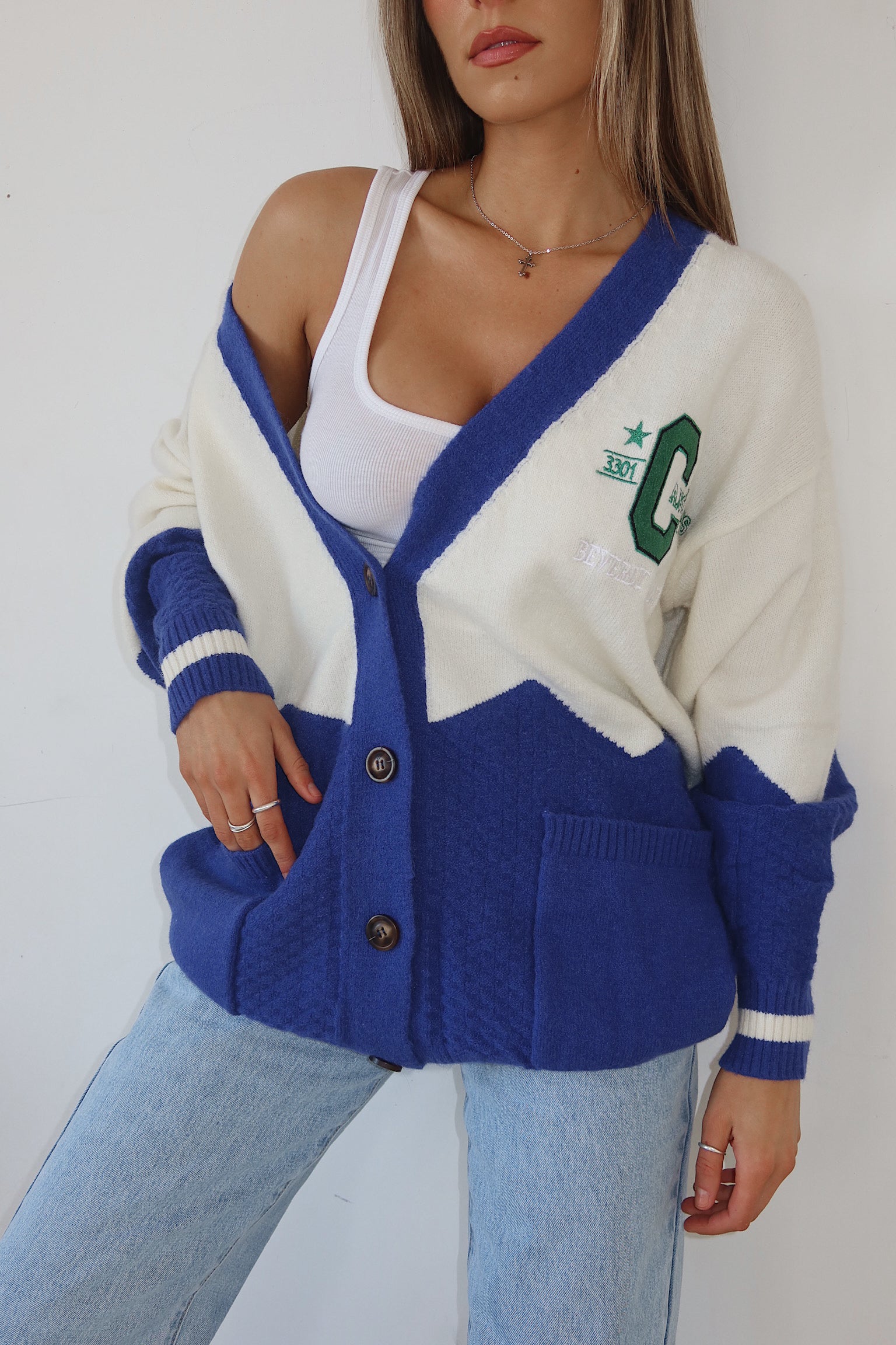 California Oversized Varsity Cardigan