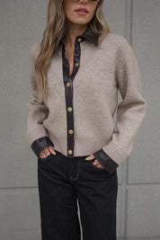 Myah Contrast Collared Cardigan
