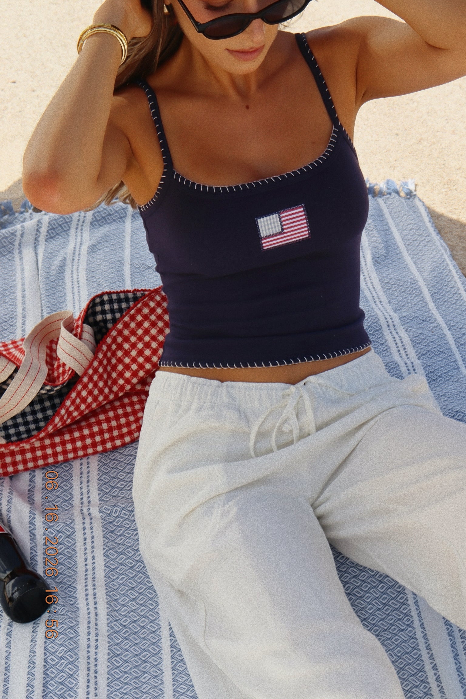 Navy Patchwork Flag Tank