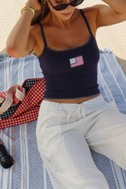 Navy Patchwork Flag Tank