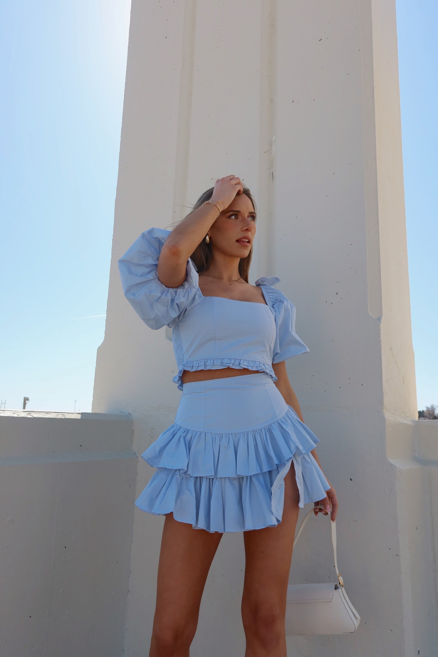 Zoe Puff Sleeve Crop Top And Skirt Set