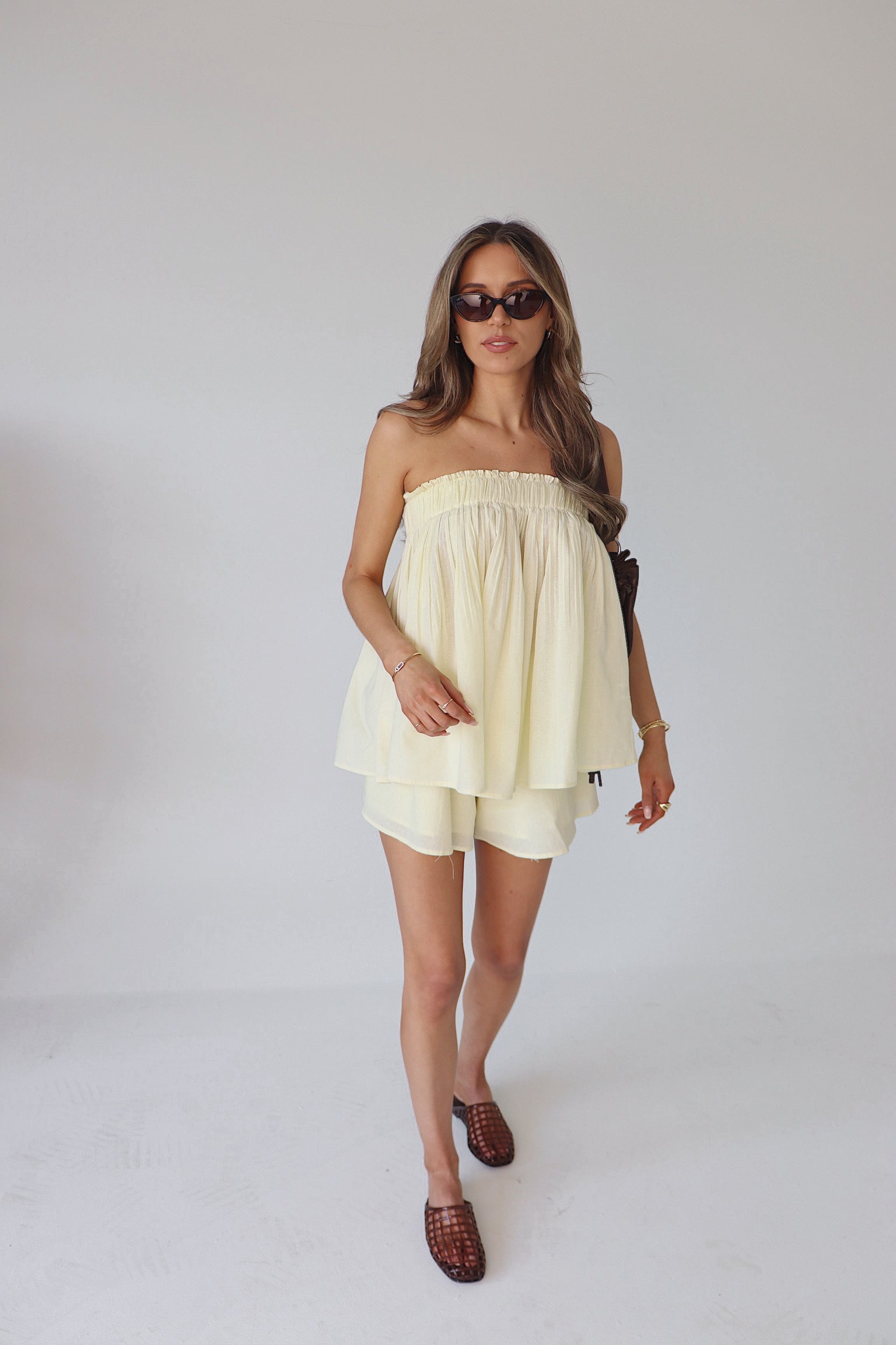 Lydia Light Yellow Short Set