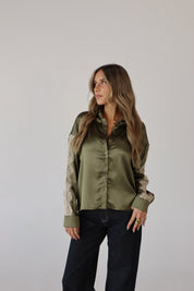 Nevaeh Olive Satin Short Set