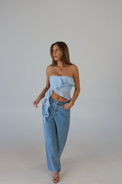 Zoey Strapless Top in Baby Blue