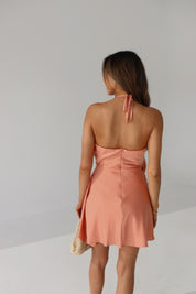 Sunset Coral Satin Mini Dress