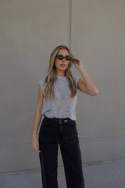 Noa Sleeveless Knit Top In Grey