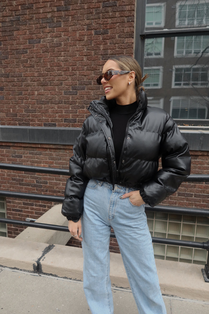 Jade Faux Leather Puffer Jacket